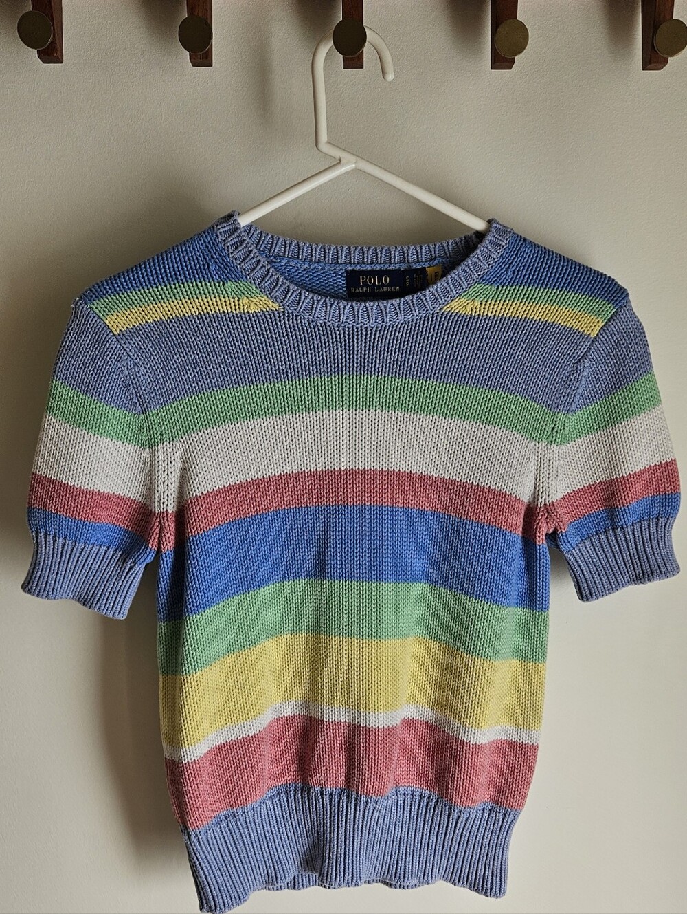 Polo by Ralph Lauren Multicolor Striped Knit Sweater - Blue/Green/Yellow/Pink